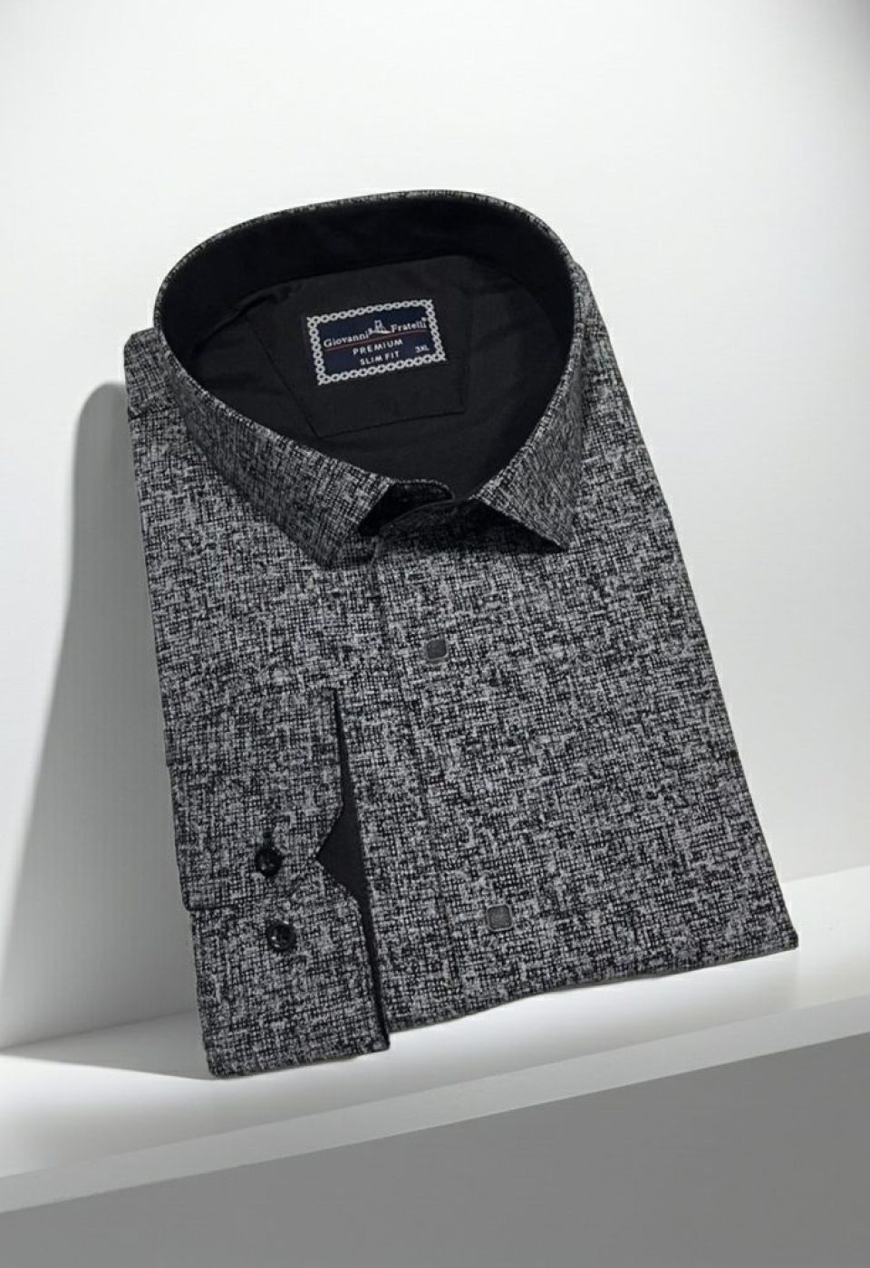 Büyük Beden Slim Fit Uzun Kol Desenli Erkek Gömlek 4GMK315113005