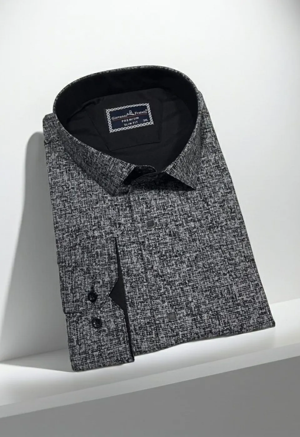 Büyük Beden Slim Fit Uzun Kol Desenli Erkek Gömlek 4GMK315113005