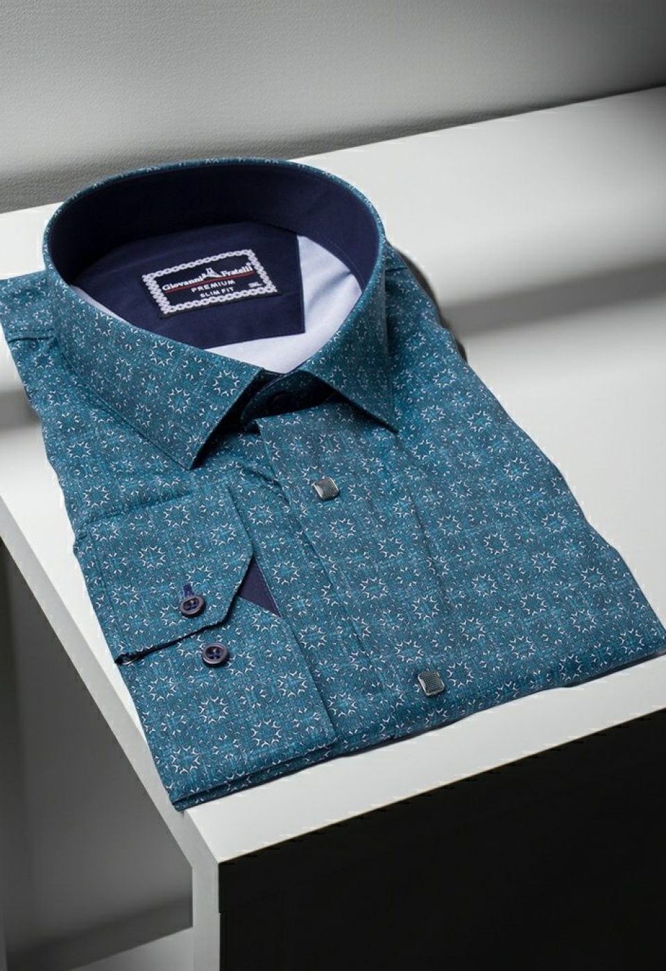 Büyük Beden Slim Fit Uzun Kol Desenli Dijital Baskılı Erkek Gömlek 4GMK316001005