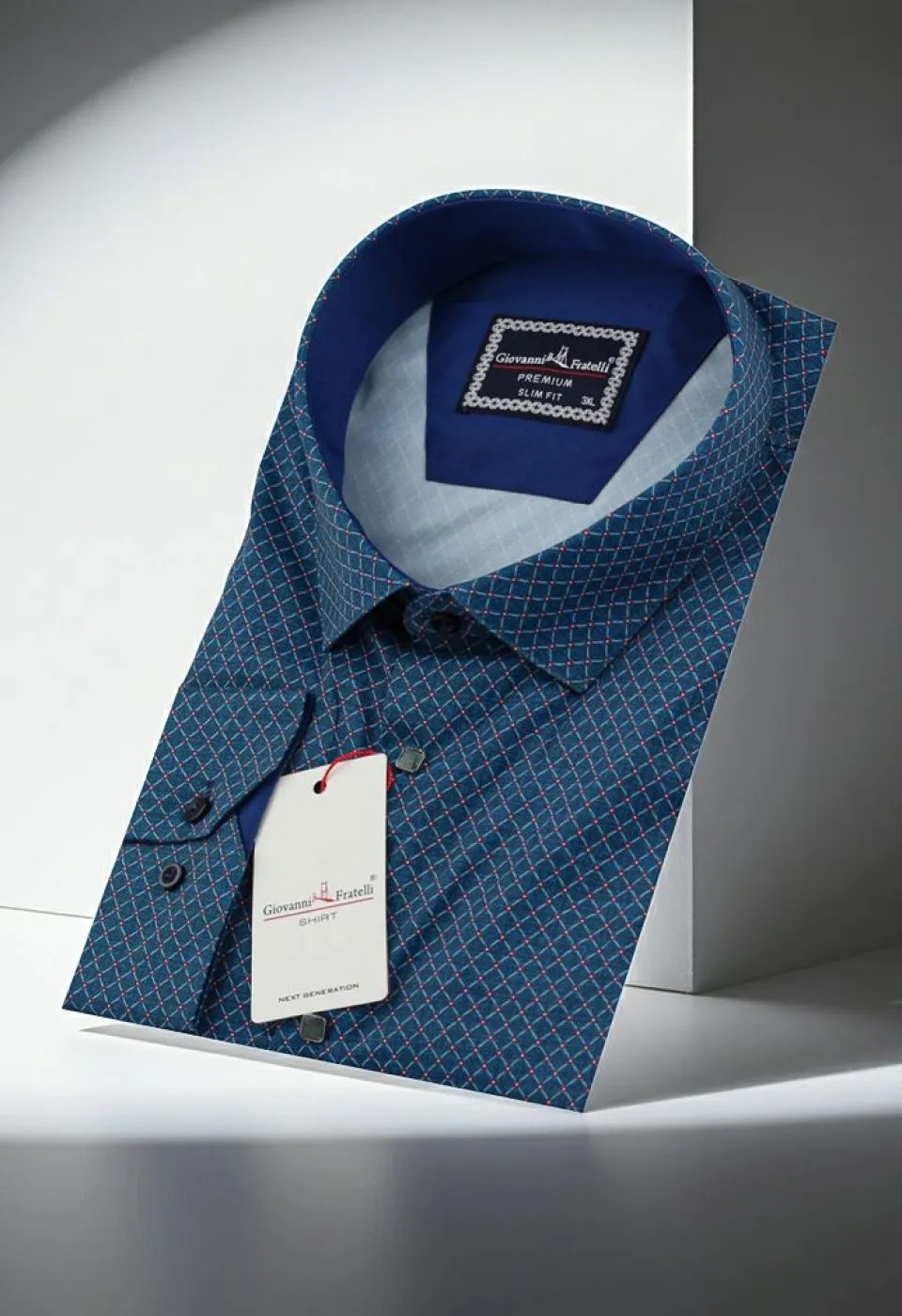 Büyük Beden Slim Fit Uzun Kol Desenli Dijital Baskılı Erkek Gömlek 4GMK316001006 - Giovanni Fratelli