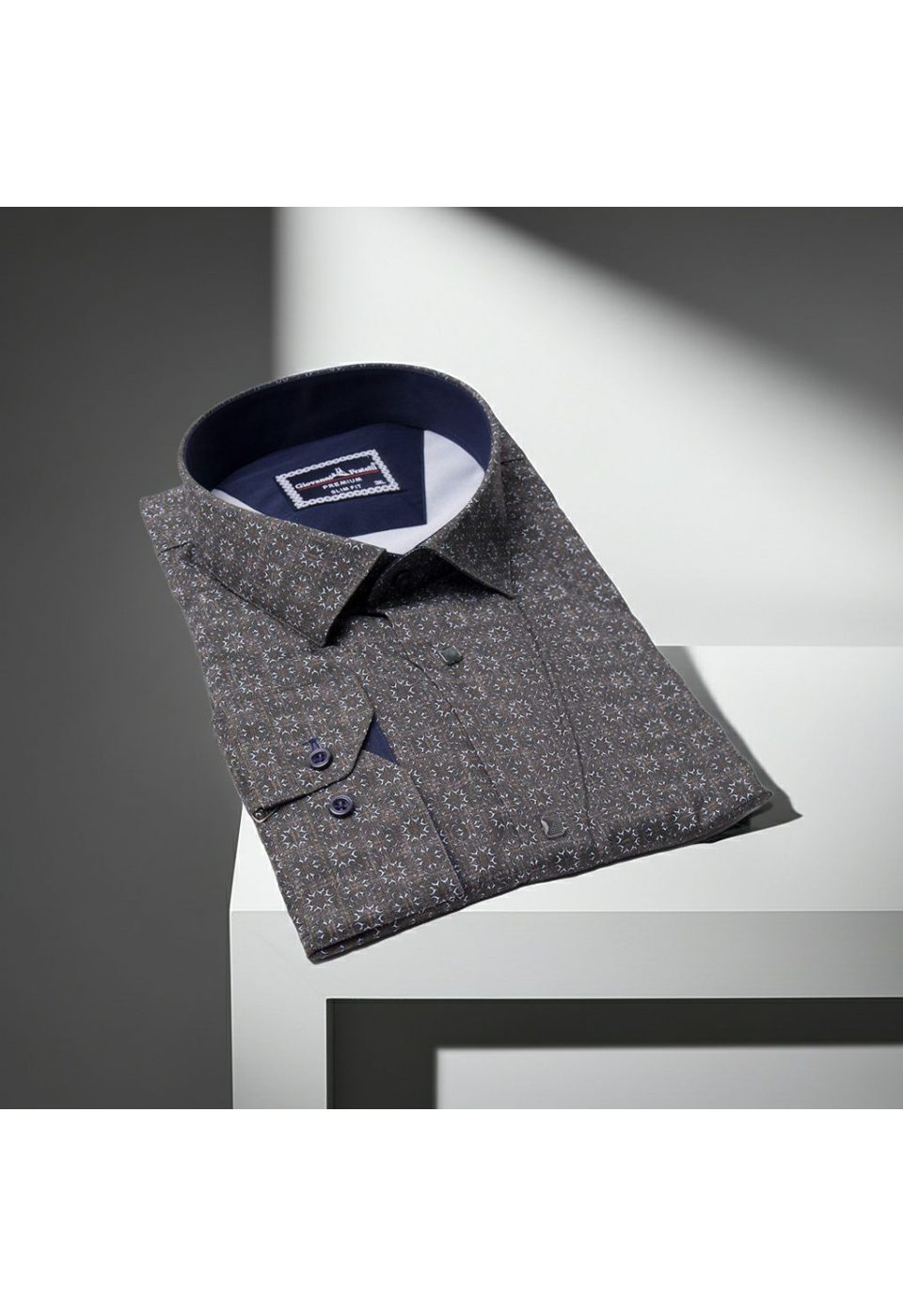 Büyük Beden Slim Fit Uzun Kol Desenli Dijital Baskılı Erkek Gömlek 4GMK316001007 - Giovanni Fratelli