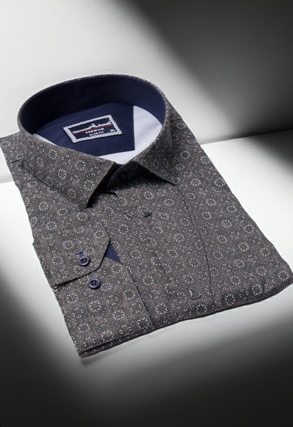 Büyük Beden Slim Fit Uzun Kol Desenli Dijital Baskılı Erkek Gömlek 4GMK316001007 - Giovanni Fratelli