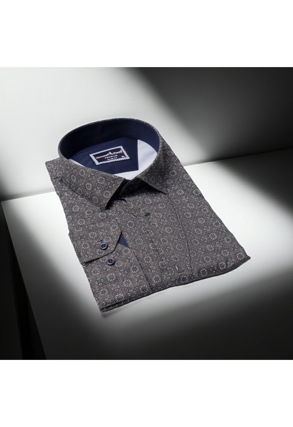 Büyük Beden Slim Fit Uzun Kol Desenli Dijital Baskılı Erkek Gömlek 4GMK316001007 - Giovanni Fratelli