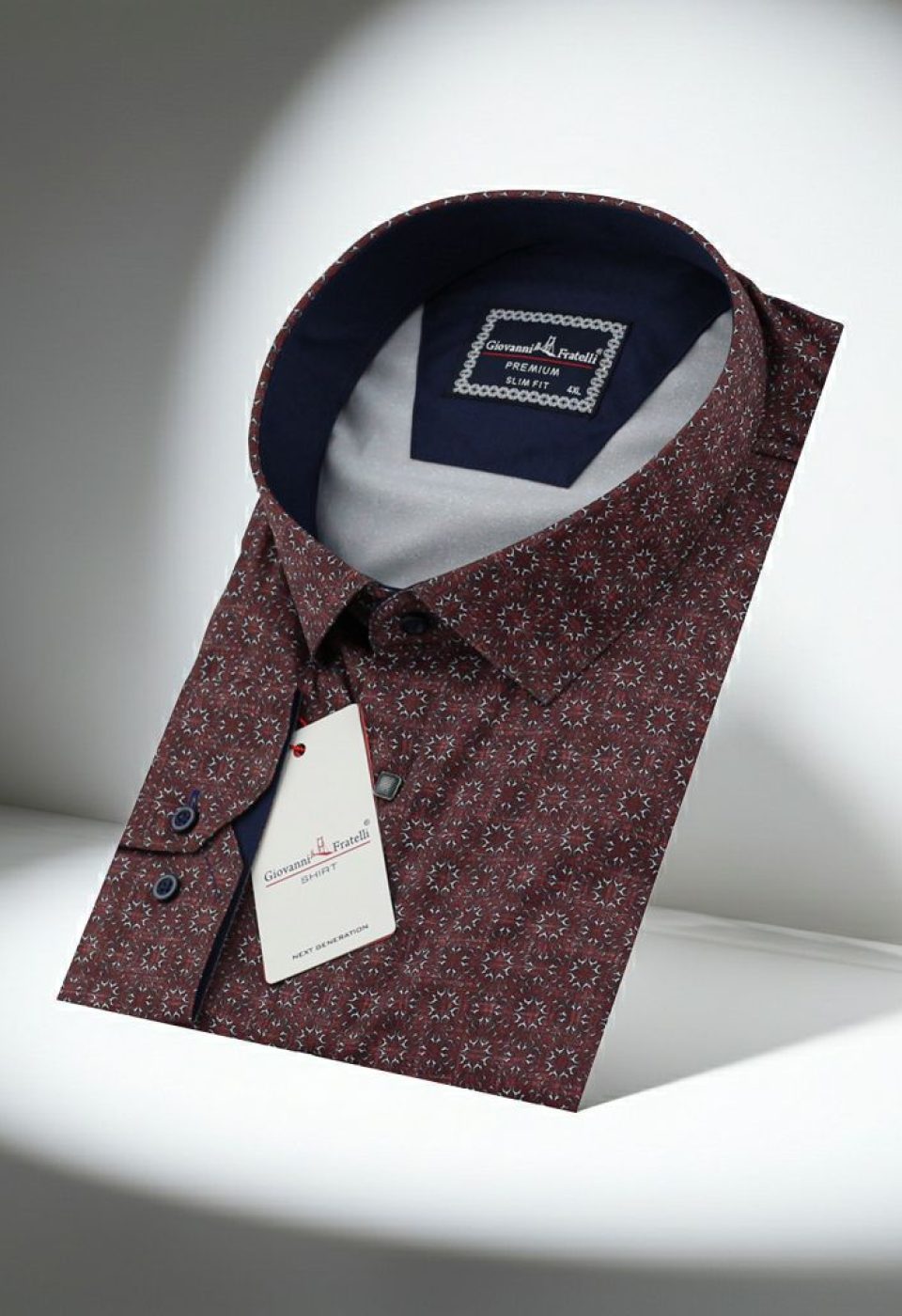 Büyük Beden Slim Fit Uzun Kol Desenli Dijital Baskılı Erkek Gömlek 4GMK316001016