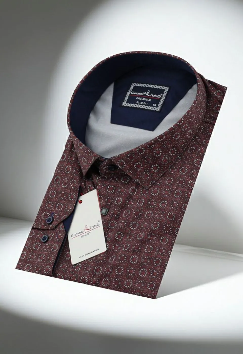 Büyük Beden Slim Fit Uzun Kol Desenli Dijital Baskılı Erkek Gömlek 4GMK316001016