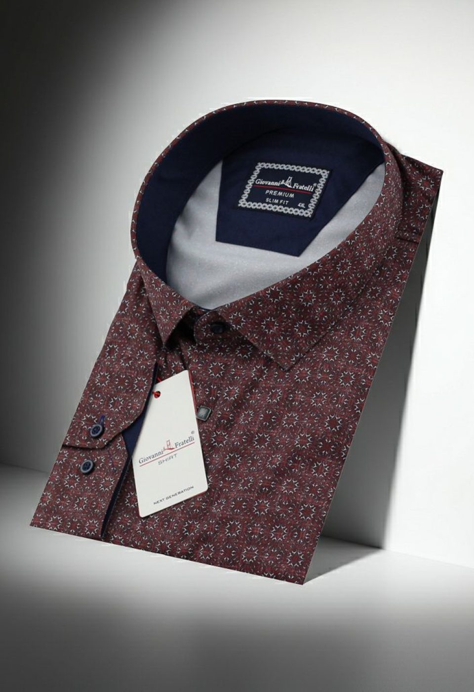 Büyük Beden Slim Fit Uzun Kol Desenli Dijital Baskılı Erkek Gömlek 4GMK316001016 - Giovanni Fratelli