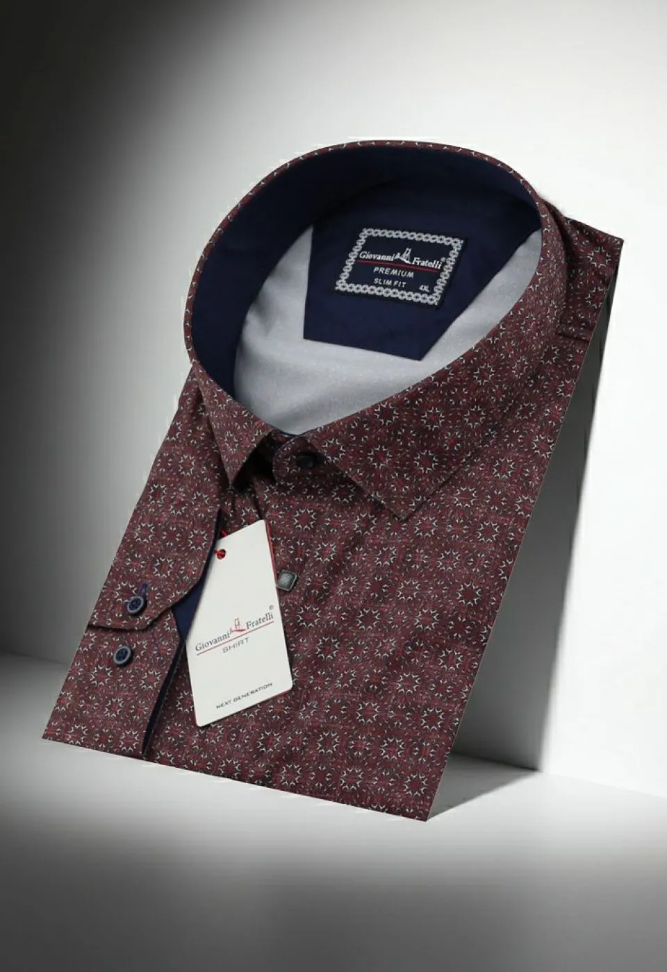 Büyük Beden Slim Fit Uzun Kol Desenli Dijital Baskılı Erkek Gömlek 4GMK316001016 - Giovanni Fratelli