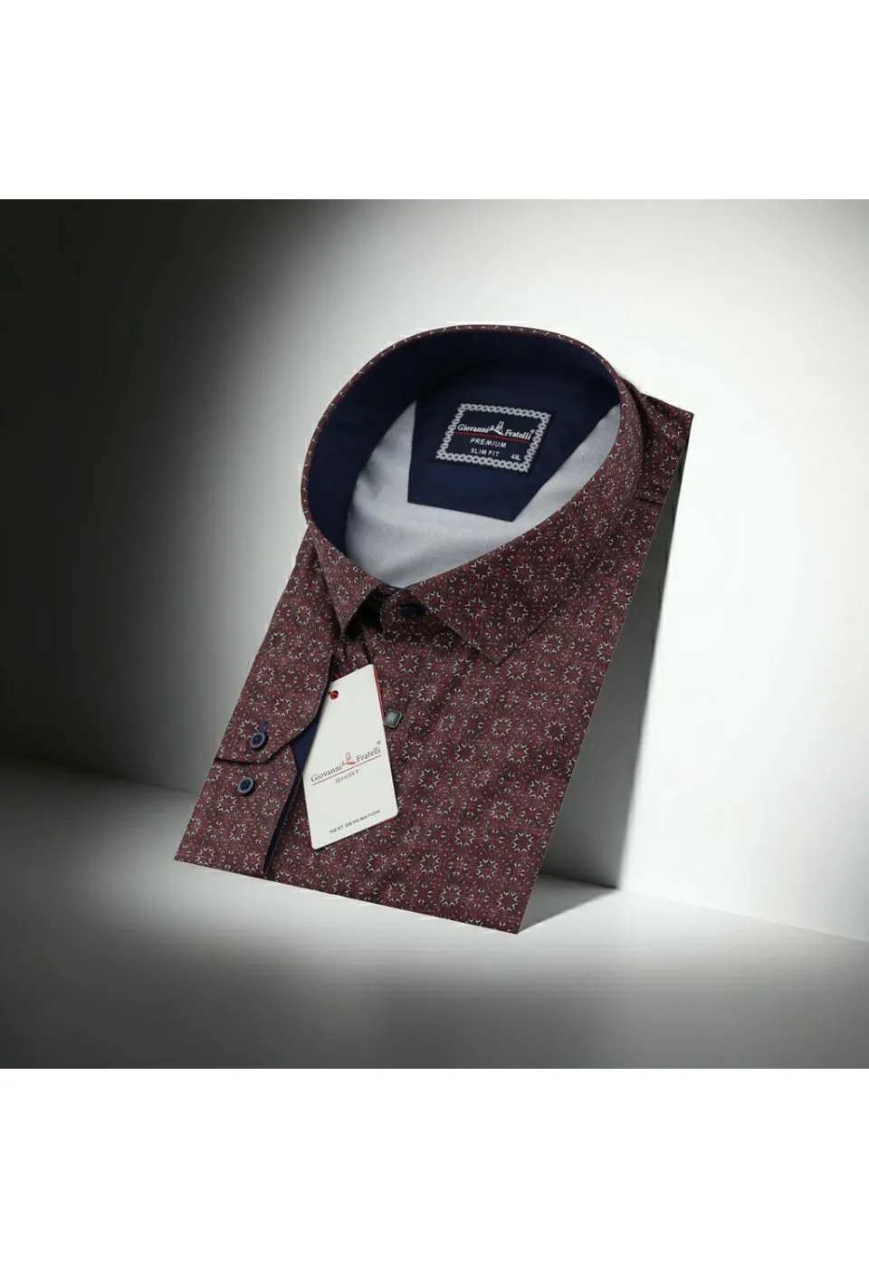 Büyük Beden Slim Fit Uzun Kol Desenli Dijital Baskılı Erkek Gömlek 4GMK316001016 - Giovanni Fratelli