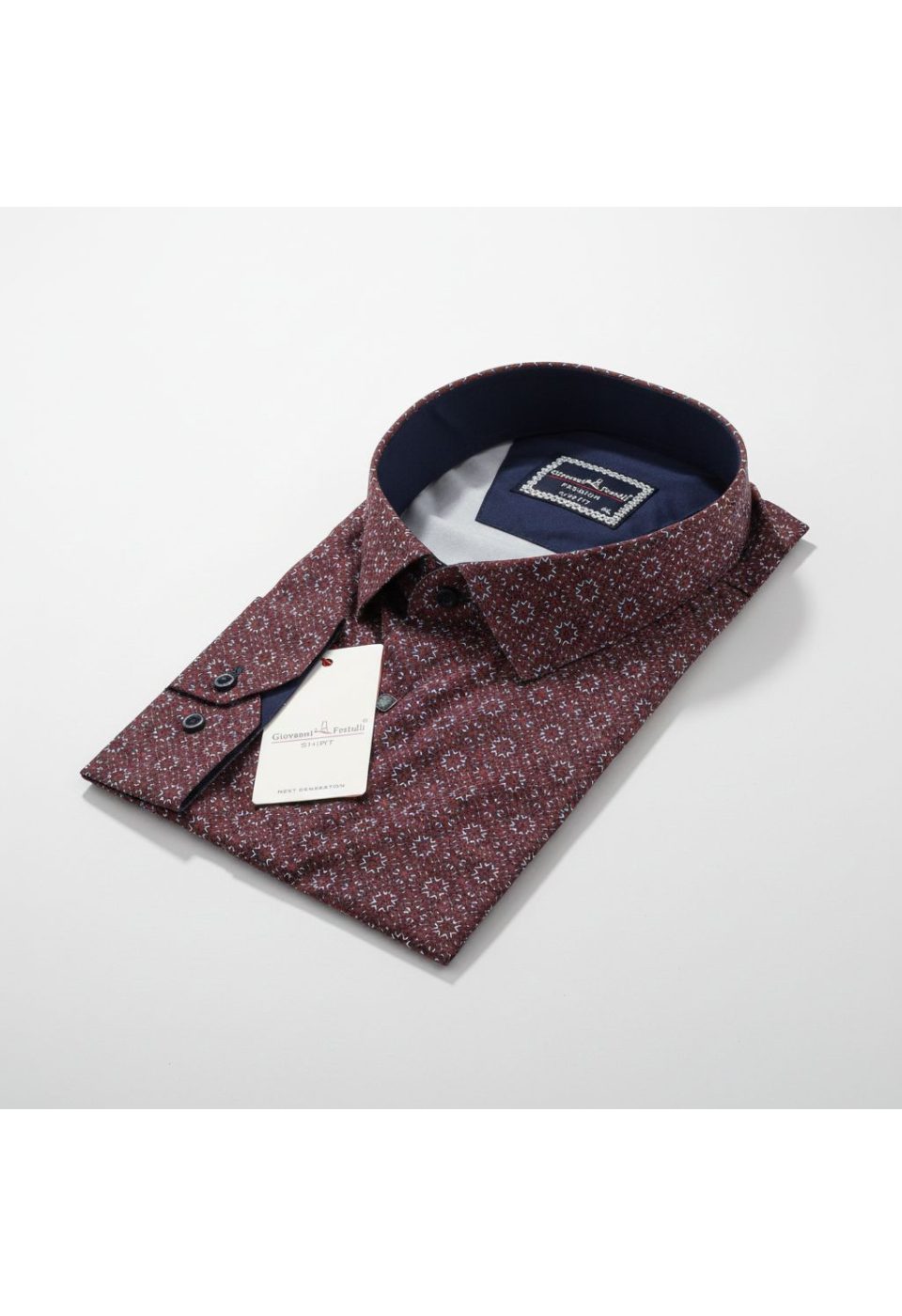 Büyük Beden Slim Fit Uzun Kol Desenli Dijital Baskılı Erkek Gömlek 4GMK316001016 - Giovanni Fratelli