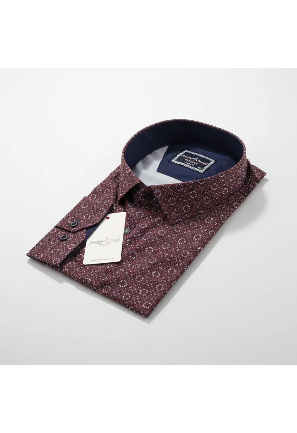 Büyük Beden Slim Fit Uzun Kol Desenli Dijital Baskılı Erkek Gömlek 4GMK316001016 - Giovanni Fratelli