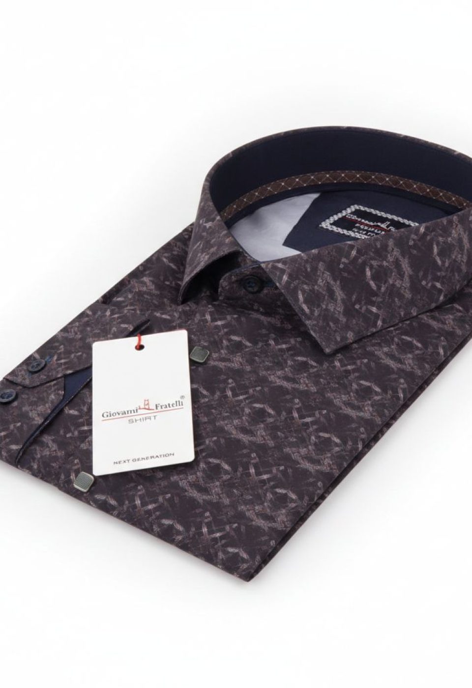 Büyük Beden Slim Fit Uzun Kol Desenli Dijital Baskılı Erkek Gömlek 4GMK316002001