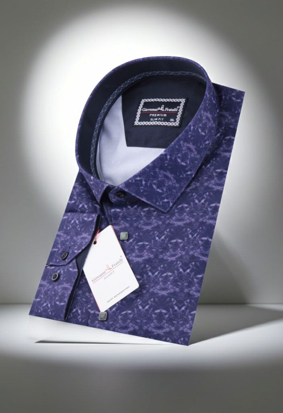 Büyük Beden Slim Fit Uzun Kol Desenli Dijital Baskılı Erkek Gömlek 4GMK316002002 - Giovanni Fratelli