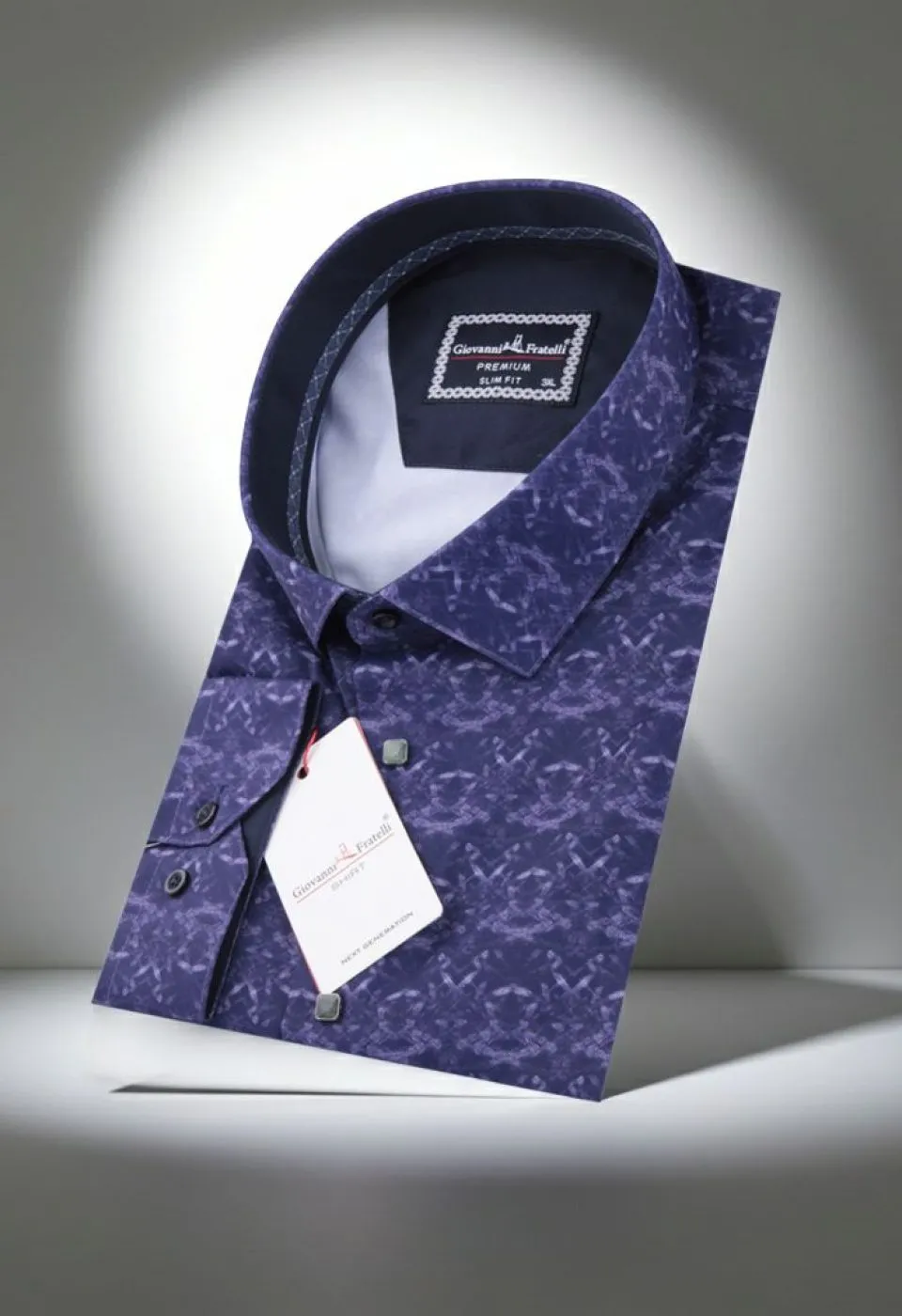 Büyük Beden Slim Fit Uzun Kol Desenli Dijital Baskılı Erkek Gömlek 4GMK316002002 - Giovanni Fratelli