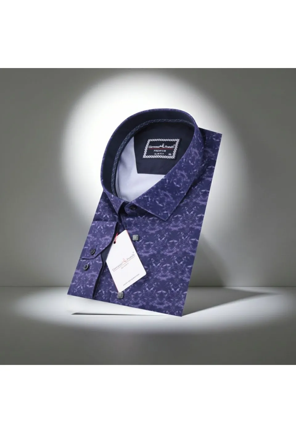 Büyük Beden Slim Fit Uzun Kol Desenli Dijital Baskılı Erkek Gömlek 4GMK316002002 - Giovanni Fratelli
