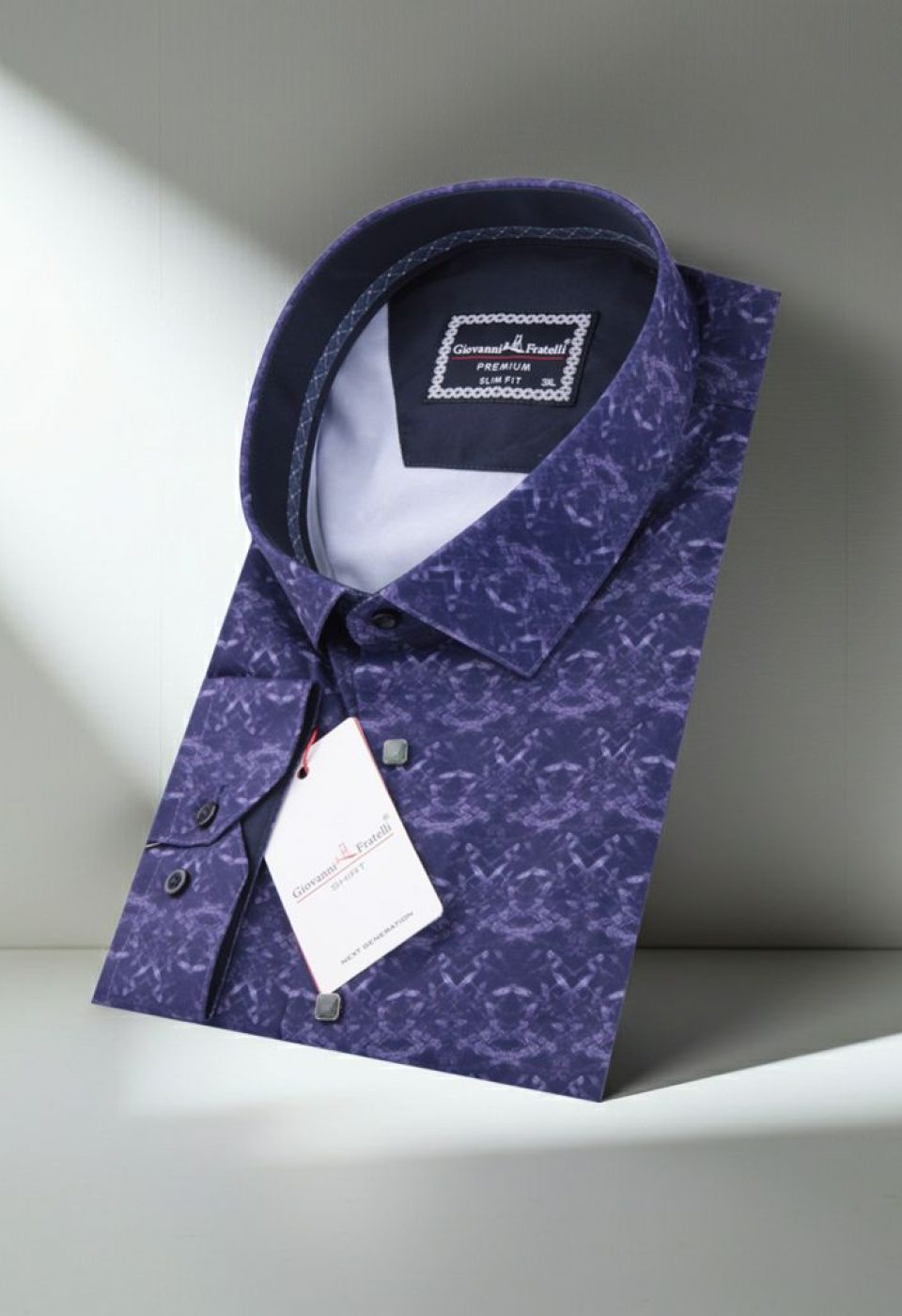 Büyük Beden Slim Fit Uzun Kol Desenli Dijital Baskılı Erkek Gömlek 4GMK316002002
