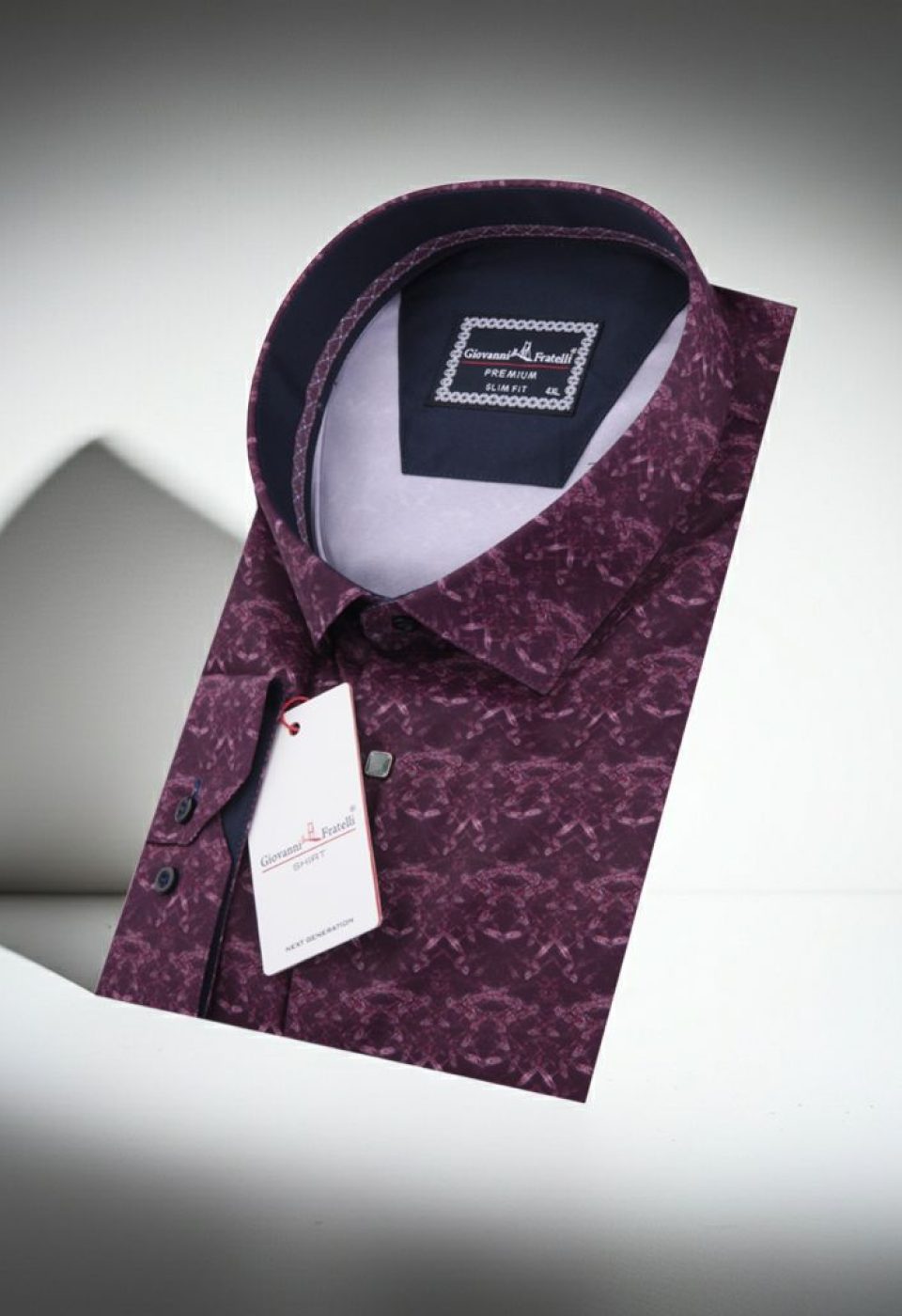 Büyük Beden Slim Fit Uzun Kol Desenli Dijital Baskılı Erkek Gömlek 4GMK316002003