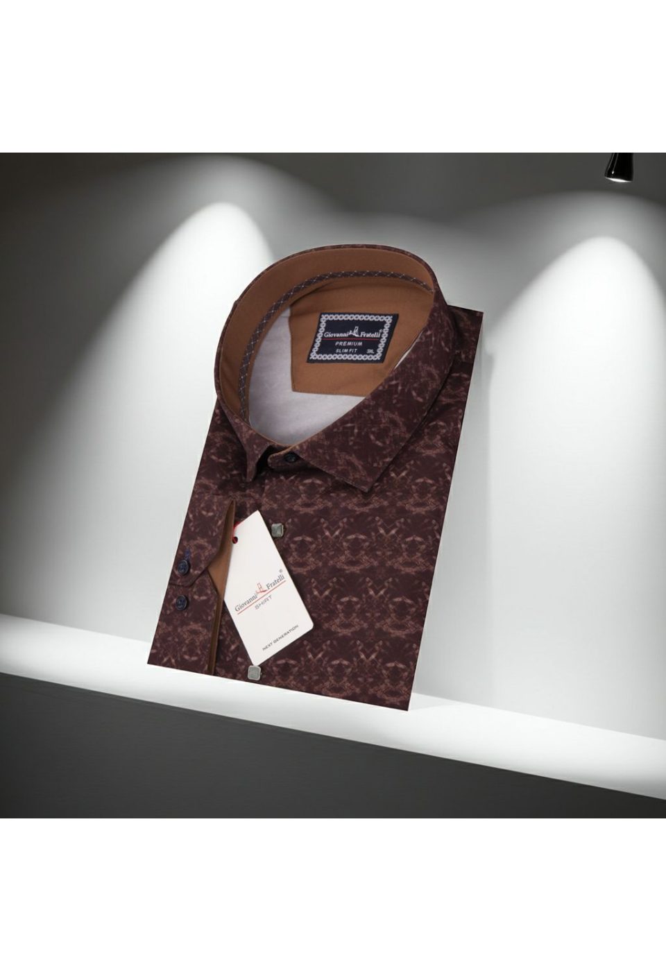 Büyük Beden Slim Fit Uzun Kol Desenli Dijital Baskılı Erkek Gömlek 4GMK316002004 - Giovanni Fratelli