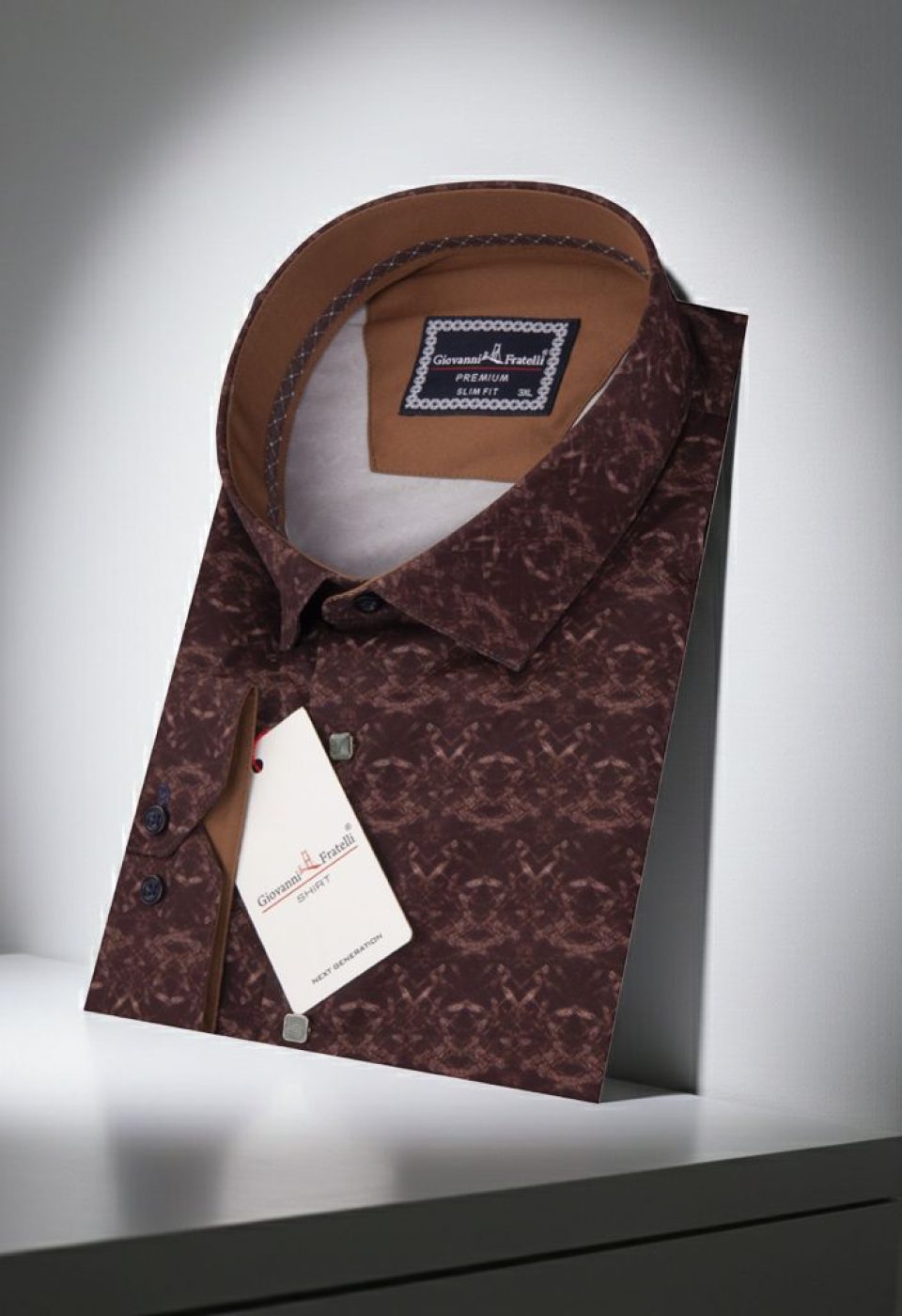 Büyük Beden Slim Fit Uzun Kol Desenli Dijital Baskılı Erkek Gömlek 4GMK316002004 - Giovanni Fratelli