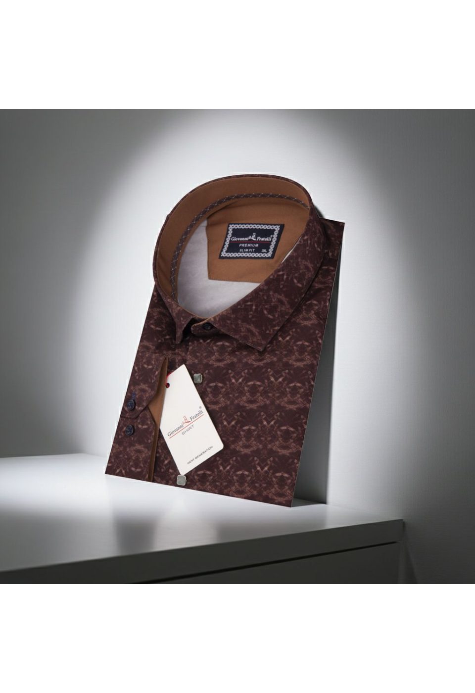 Büyük Beden Slim Fit Uzun Kol Desenli Dijital Baskılı Erkek Gömlek 4GMK316002004 - Giovanni Fratelli