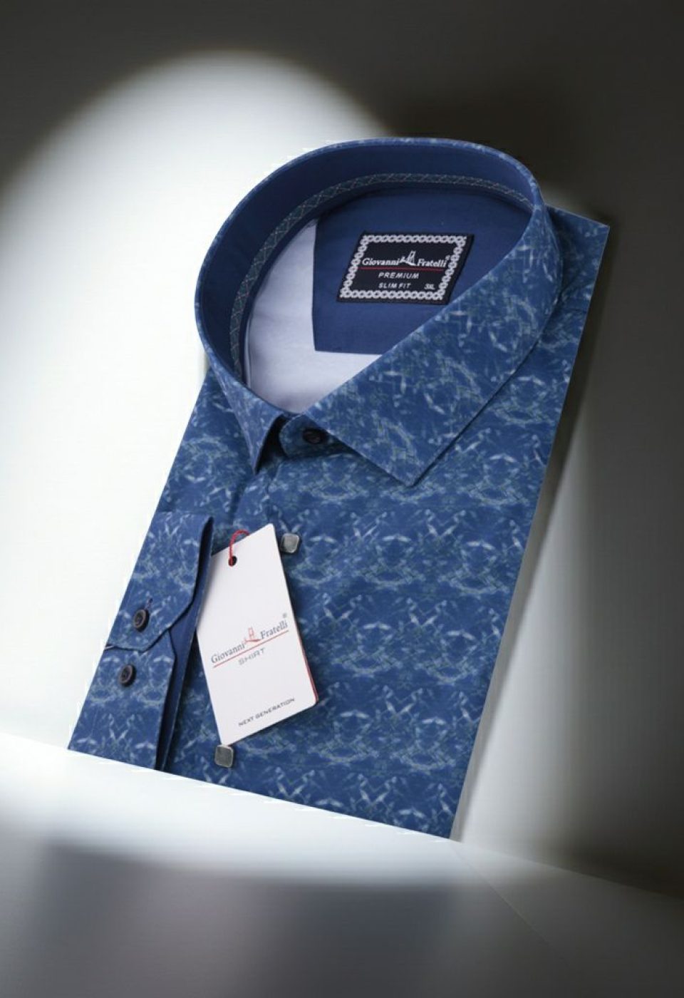 Büyük Beden Slim Fit Uzun Kol Desenli Dijital Baskılı Erkek Gömlek 4GMK316002005 - Giovanni Fratelli