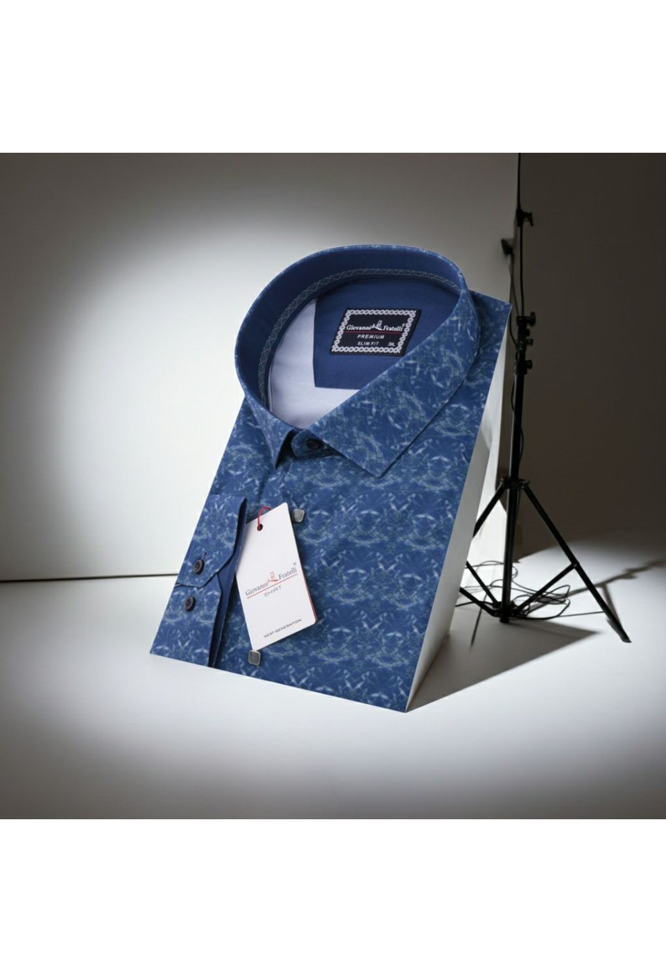 Büyük Beden Slim Fit Uzun Kol Desenli Dijital Baskılı Erkek Gömlek 4GMK316002005 - Giovanni Fratelli