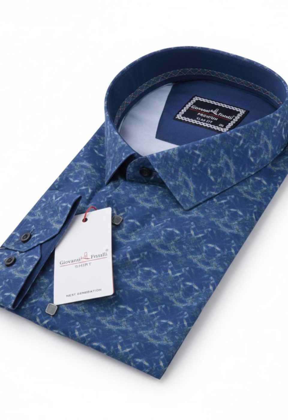 Büyük Beden Slim Fit Uzun Kol Desenli Dijital Baskılı Erkek Gömlek 4GMK316002005