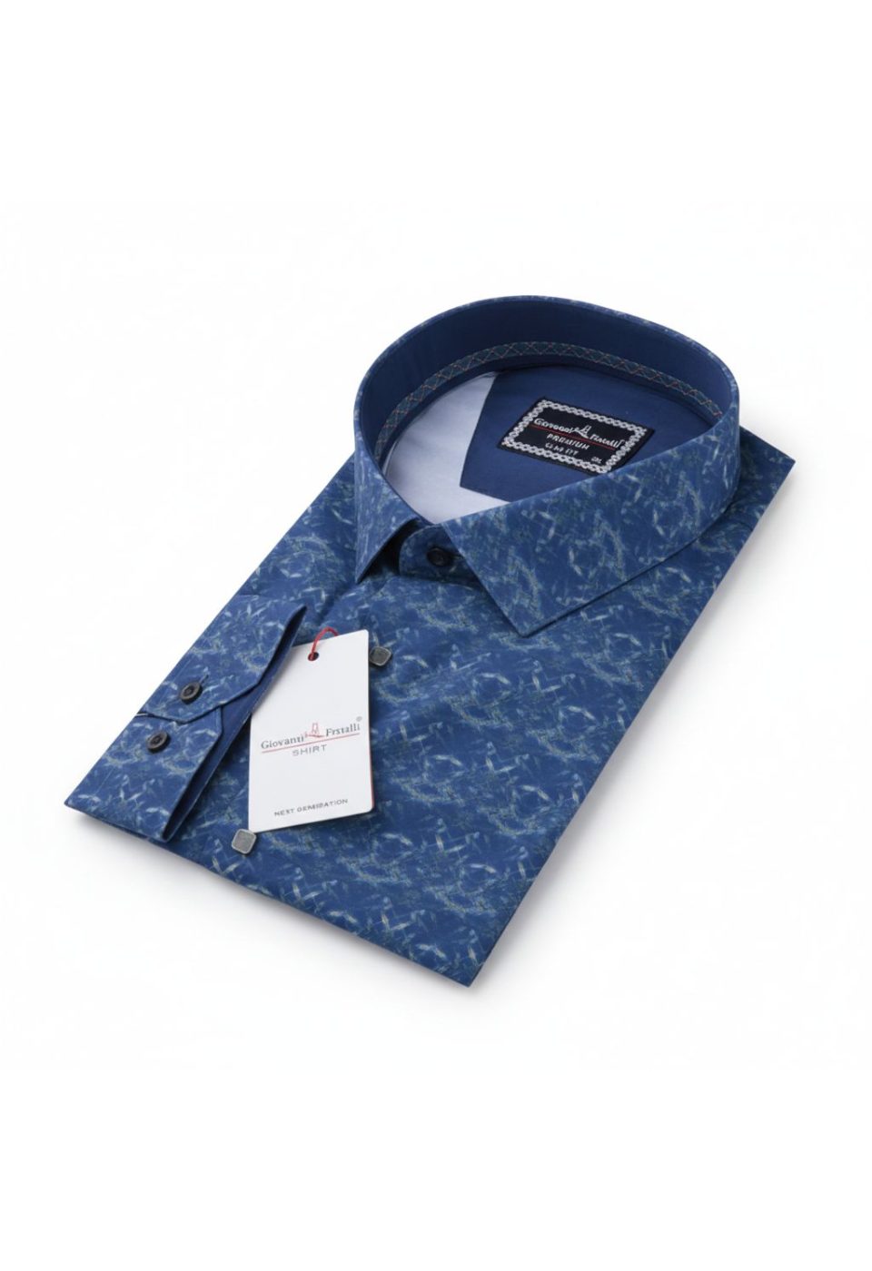 Büyük Beden Slim Fit Uzun Kol Desenli Dijital Baskılı Erkek Gömlek 4GMK316002005 - Giovanni Fratelli