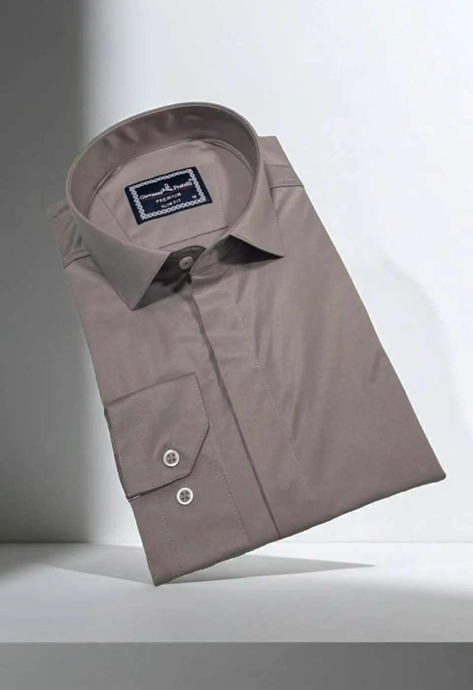 Slim Fit Uzun Kol Düz Renk Saten Erkek Gömlek 3GMK317045012