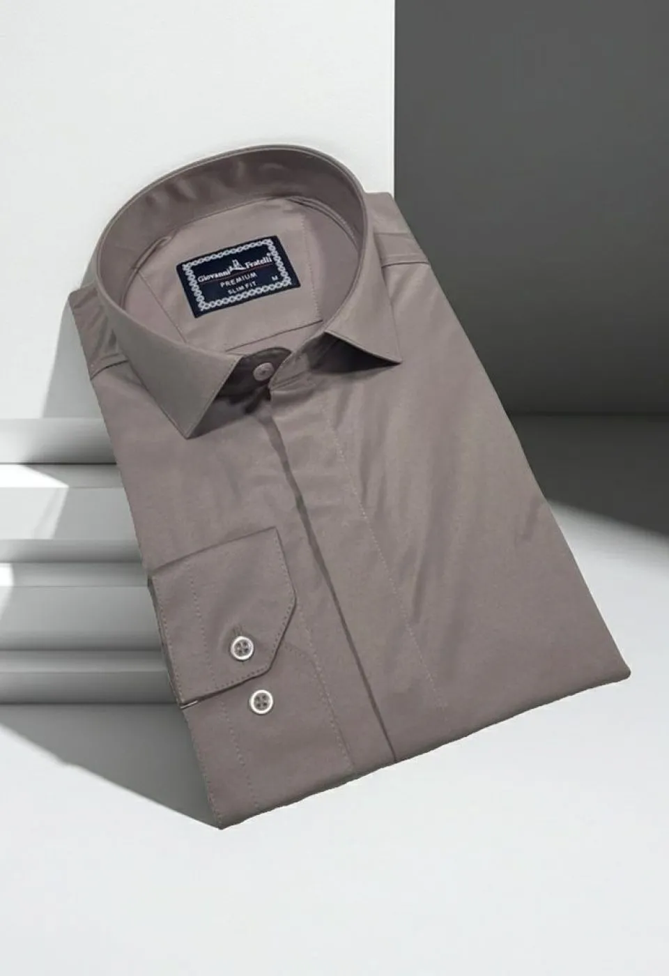 Slim Fit Uzun Kol Düz Renk Saten Erkek Gömlek 3GMK317045012