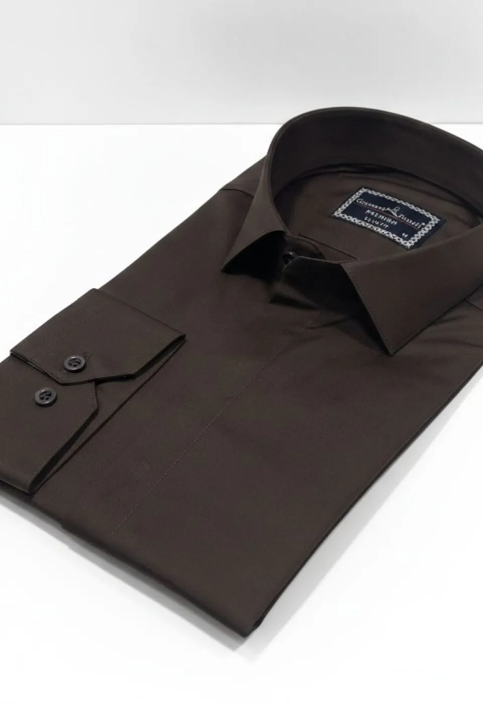 Slim Fit Uzun Kol Düz Renk Saten Erkek Gömlek 3GMK317045014 Slim Fit Uzun Kol Düz Renk Saten Erkek Gömlek 3GMK317045014