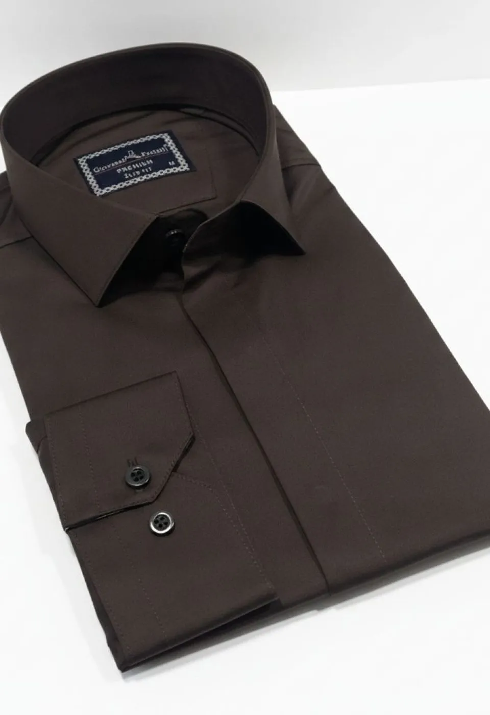 Slim Fit Uzun Kol Düz Renk Saten Erkek Gömlek 3GMK317045014