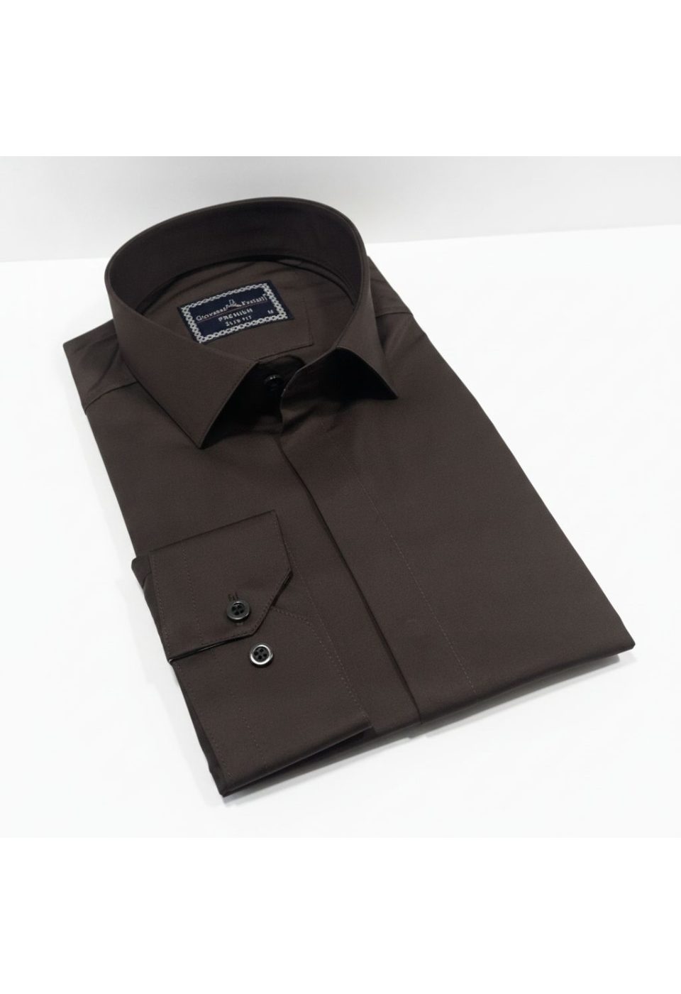 7045 CR SATIN 014 Slim Fit Uzun Kol Düz Renk Saten Erkek Gömlek 3GMK317045014 - Giovanni Fratelli