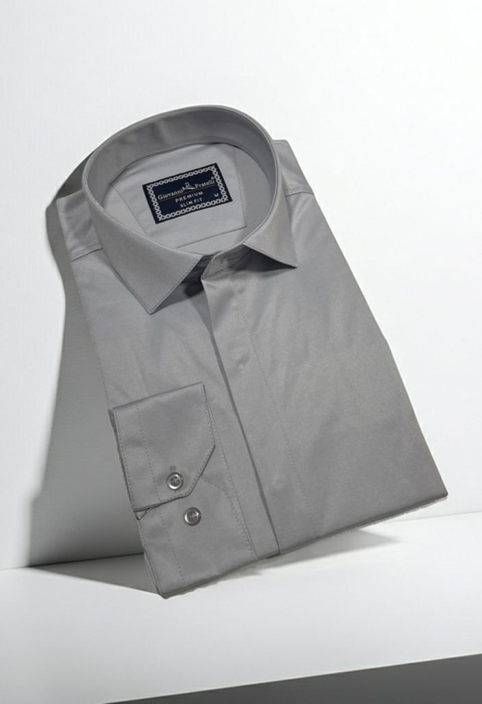 Slim Fit Uzun Kol Düz Renk Saten Erkek Gömlek 3GMK317045018 Slim Fit Uzun Kol Düz Renk Saten Erkek Gömlek 3GMK317045018