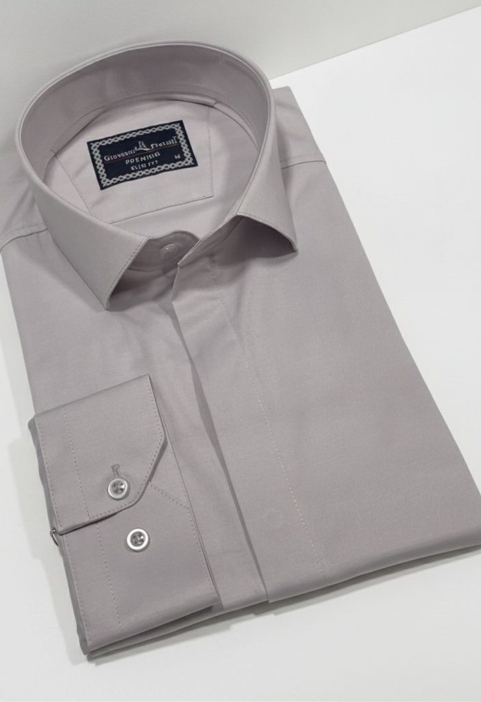 Slim Fit Uzun Kol Düz Renk Saten Erkek Gömlek 3GMK317045023