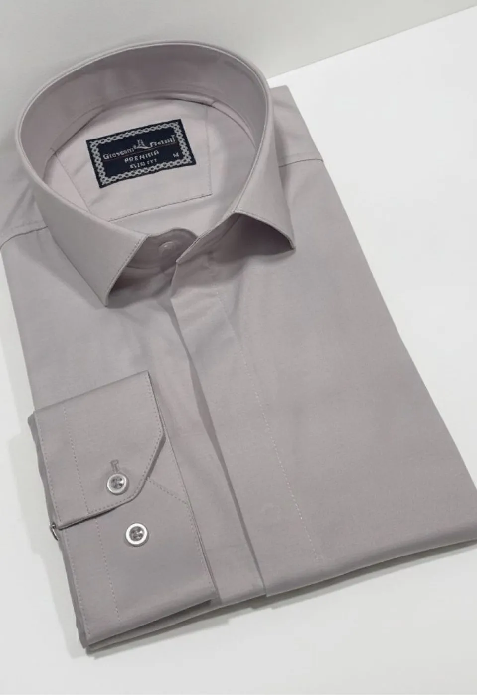 Slim Fit Uzun Kol Düz Renk Saten Erkek Gömlek 3GMK317045023