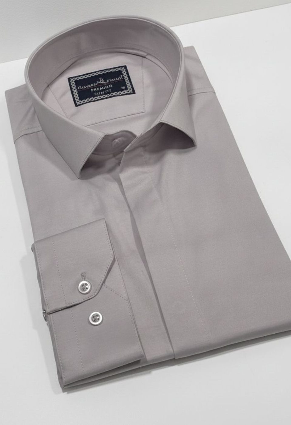 Slim Fit Uzun Kol Düz Renk Saten Erkek Gömlek 3GMK317045023 - Giovanni Fratelli