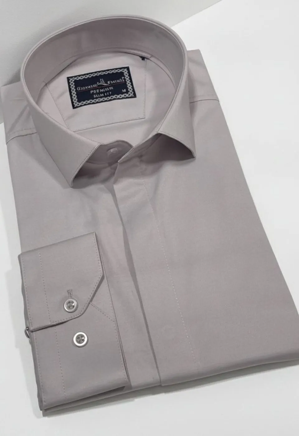 Slim Fit Uzun Kol Düz Renk Saten Erkek Gömlek 3GMK317045023