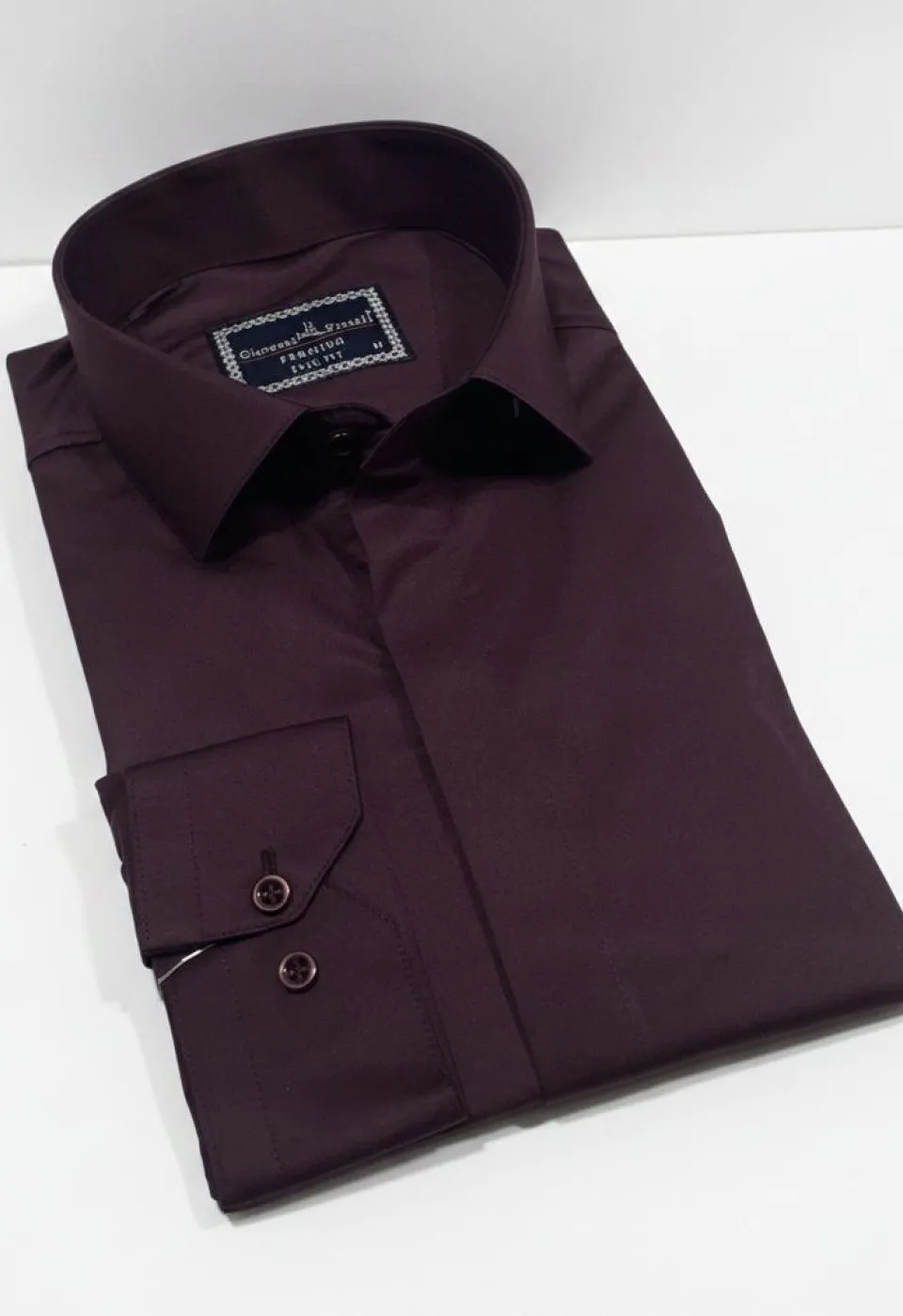 Slim Fit Uzun Kol Düz Renk Saten Erkek Gömlek 3GMK317045024