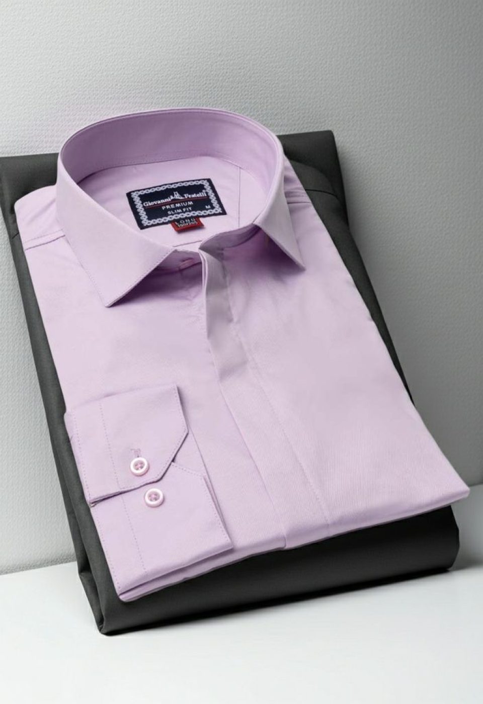 8 Drop Slim Fit Uzun Kol Düz Renk Saten Erkek Gömlek 3GMK327046005 - Giovanni Fratelli