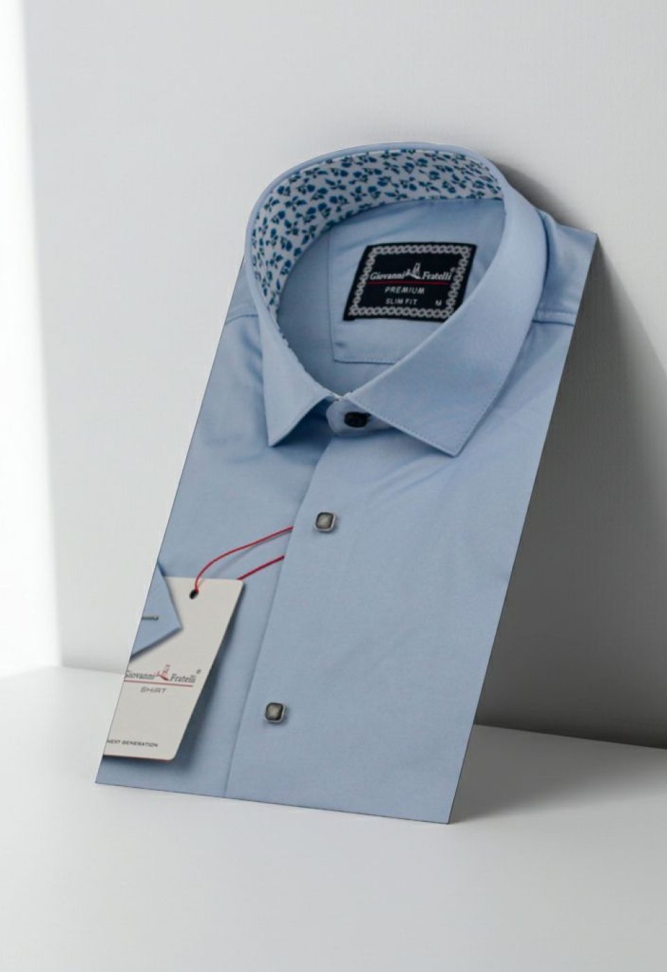 Slim Fit Kısa Kol Düz Renk Saten Erkek Gömlek 3GMK327070003 - Giovanni Fratelli
