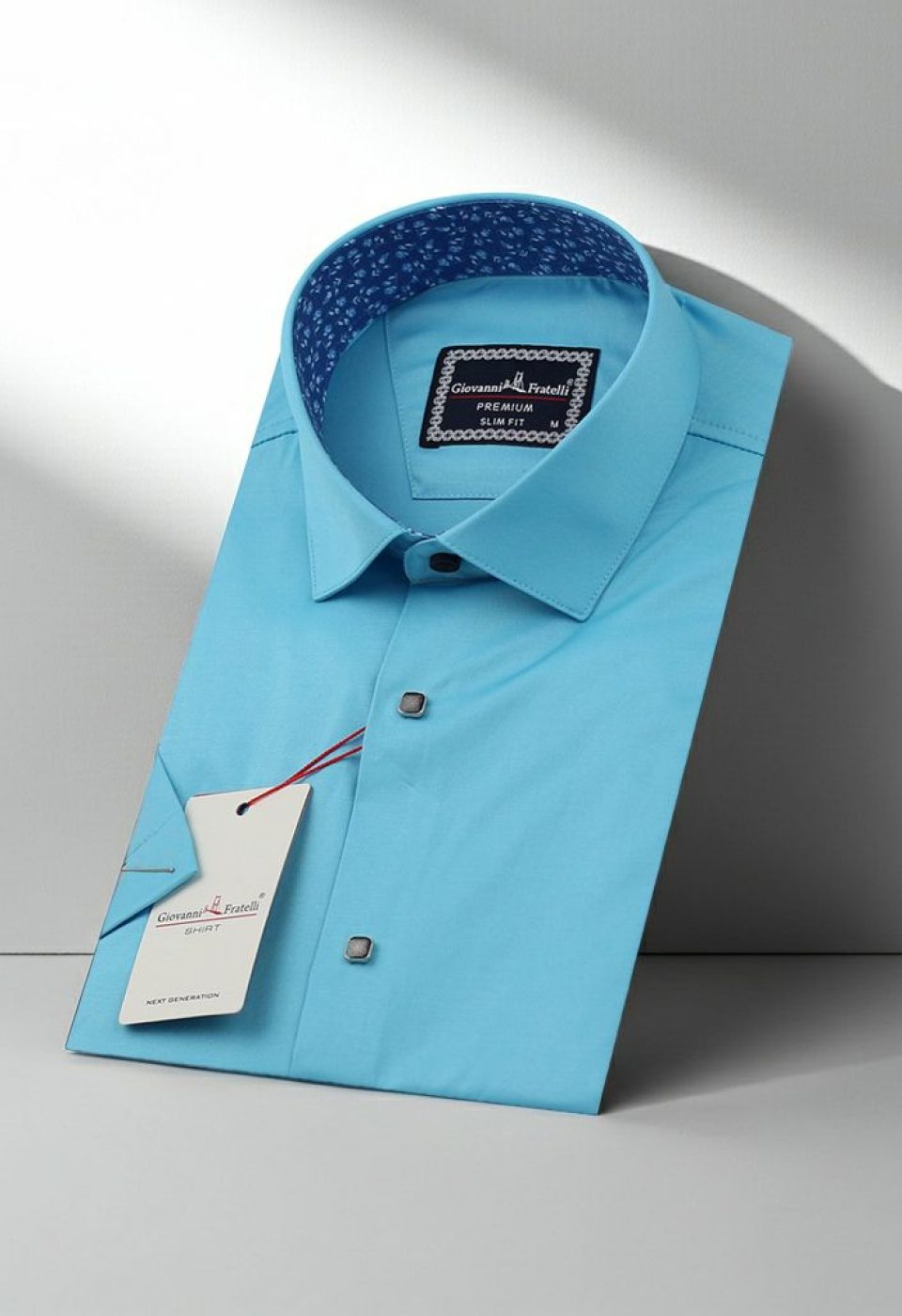 Slim Fit Kısa Kol Düz Renk Saten Erkek Gömlek 3GMK327070006 - Giovanni Fratelli