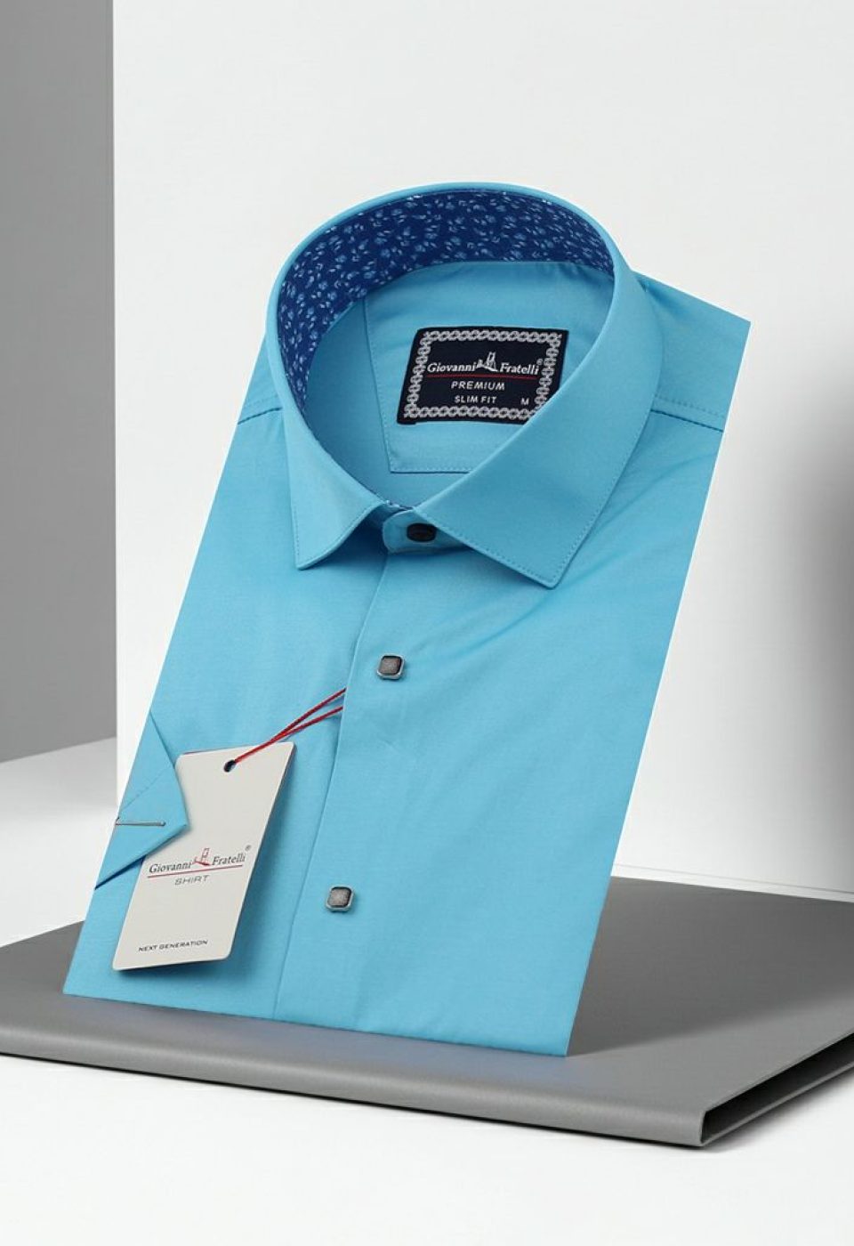 Slim Fit Kısa Kol Düz Renk Saten Erkek Gömlek 3GMK327070006