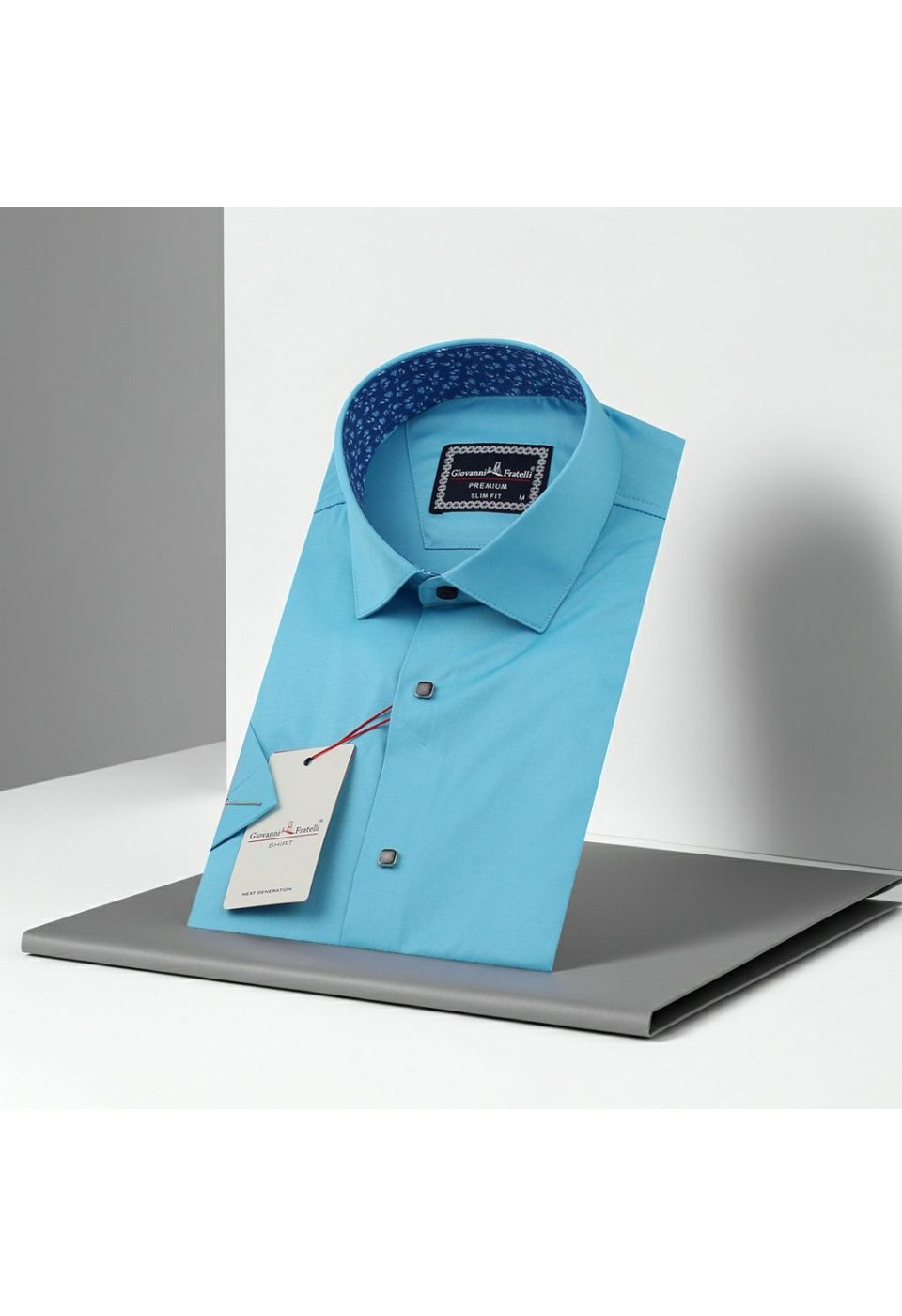 Slim Fit Kısa Kol Düz Renk Saten Erkek Gömlek 3GMK327070006 - Giovanni Fratelli
