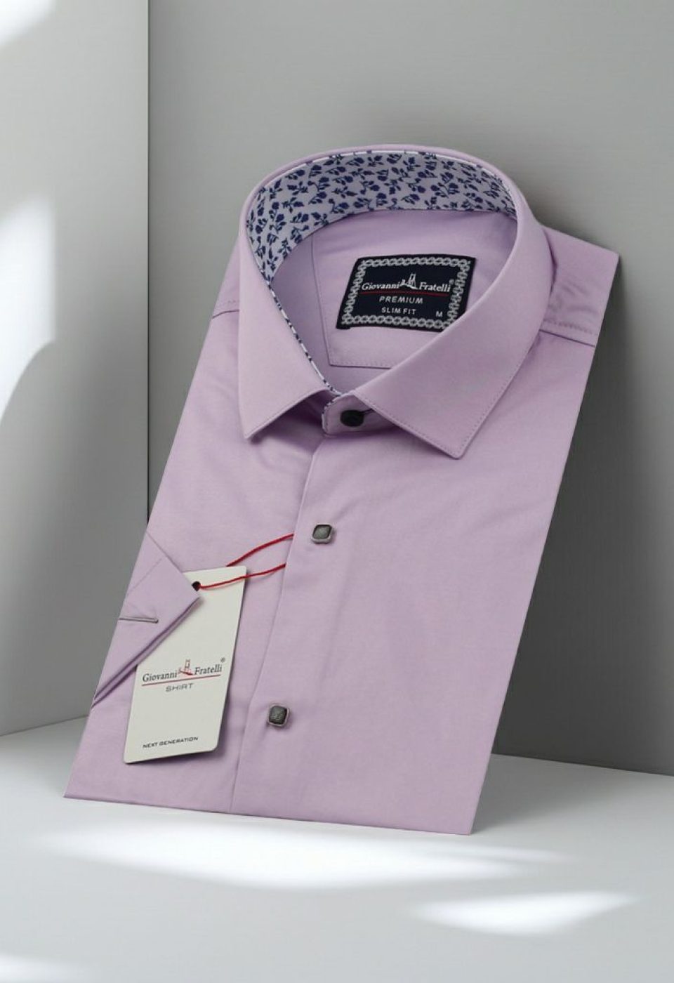 Slim Fit Kısa Kol Düz Renk Saten Erkek Gömlek 3GMK327070007