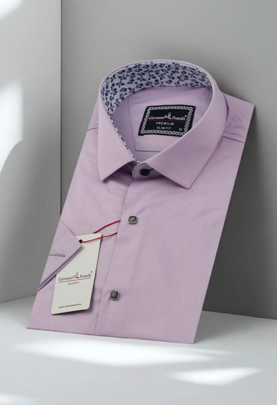 Slim Fit Kısa Kol Düz Renk Saten Erkek Gömlek 3GMK327070007
