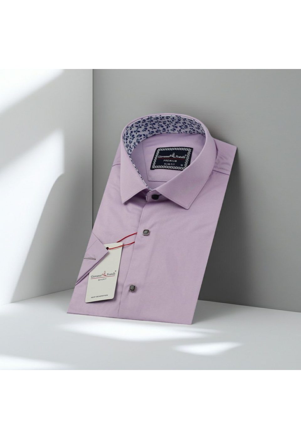 Slim Fit Kısa Kol Düz Renk Saten Erkek Gömlek 3GMK327070007 - Giovanni Fratelli