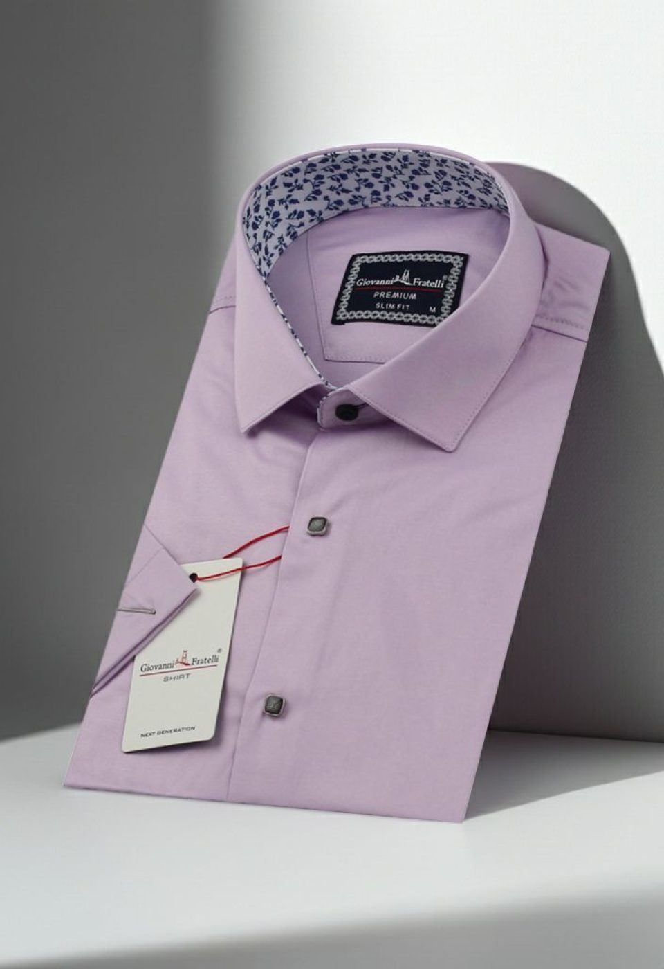 Slim Fit Kısa Kol Düz Renk Saten Erkek Gömlek 3GMK327070007 - Giovanni Fratelli