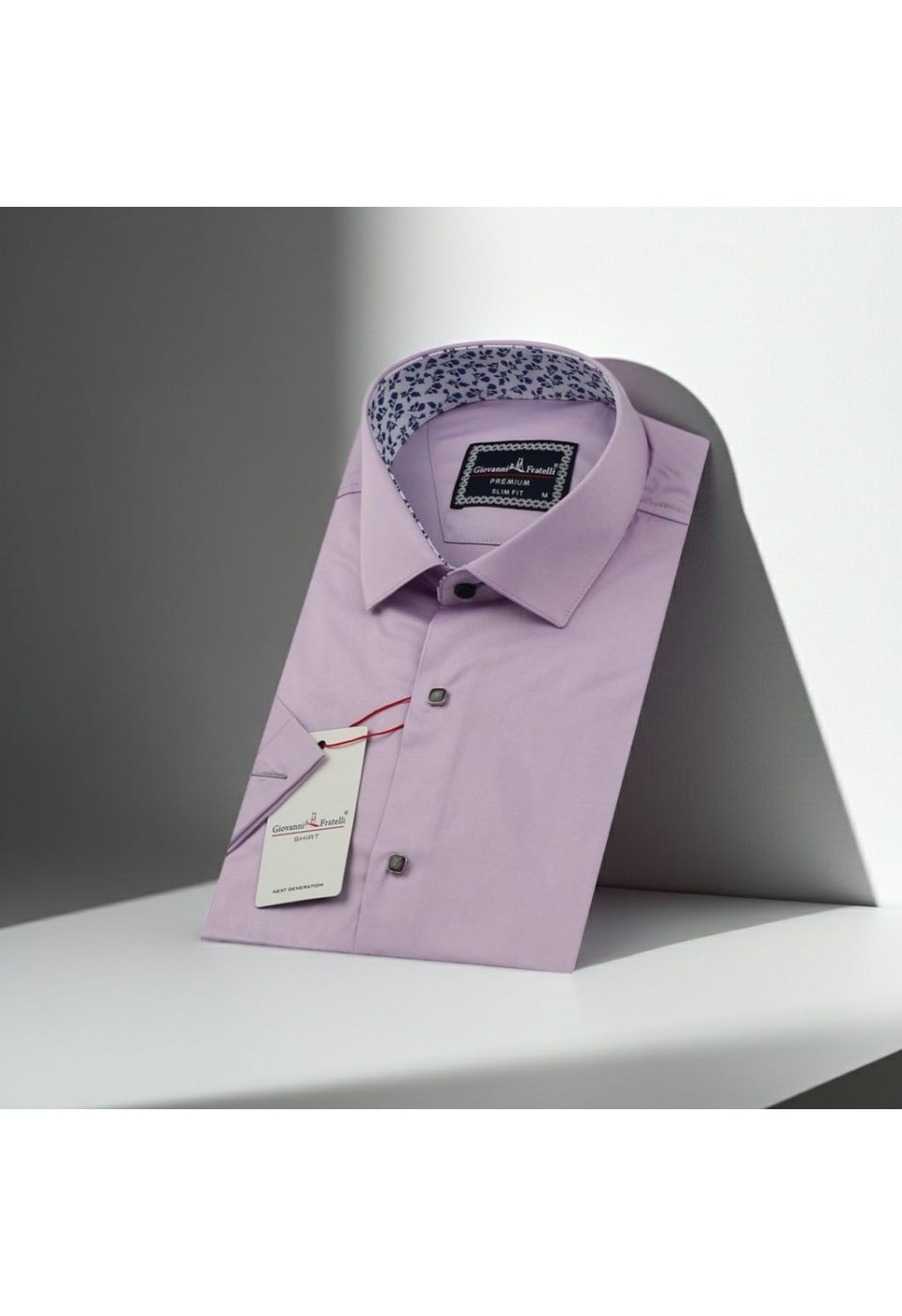 Slim Fit Kısa Kol Düz Renk Saten Erkek Gömlek 3GMK327070007 - Giovanni Fratelli