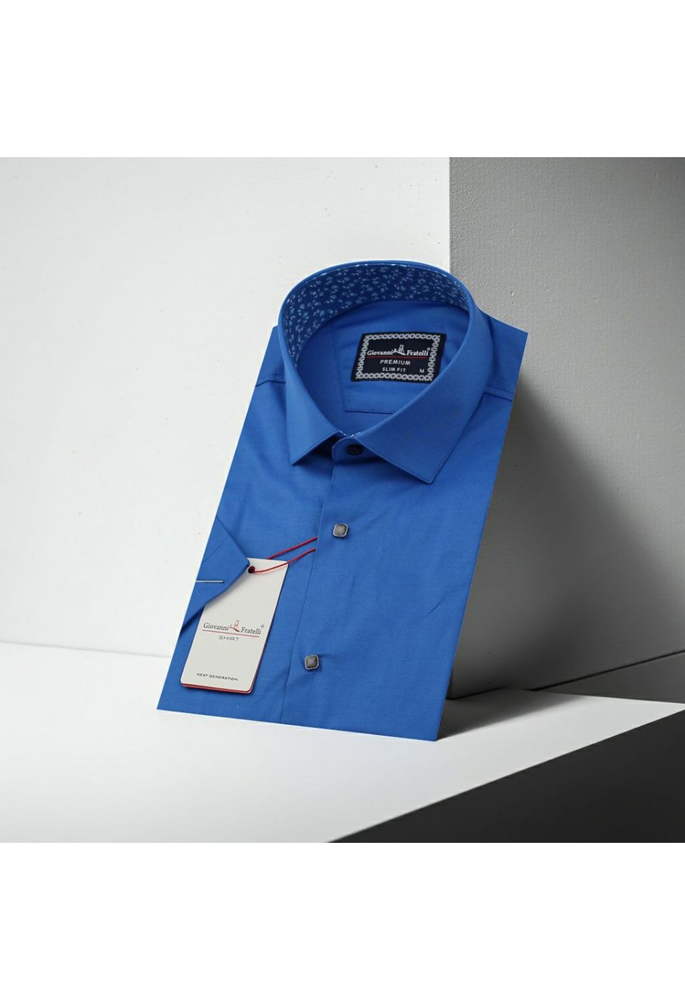 Slim Fit Kısa Kol Düz Renk Saten Erkek Gömlek 3GMK327070008 - Giovanni Fratelli
