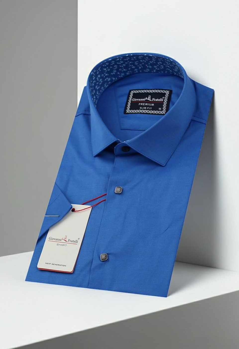 Slim Fit Kısa Kol Düz Renk Saten Erkek Gömlek 3GMK327070008 - Giovanni Fratelli